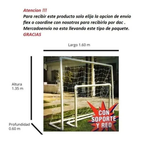 Arco De Fútbol Caño Pvc 1.60 M X 1.35 M