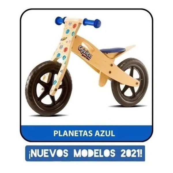 Bicicleta Madera Chivita Original Azul Planetas