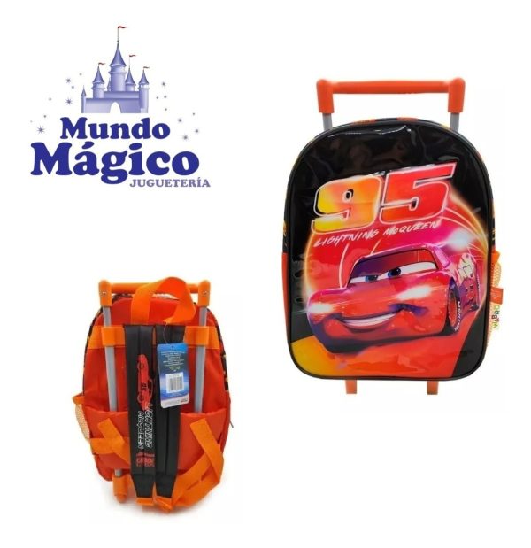 Mochila Escolar Cars 95 Lighting Mcqueen C/ Carro 30cm 21121