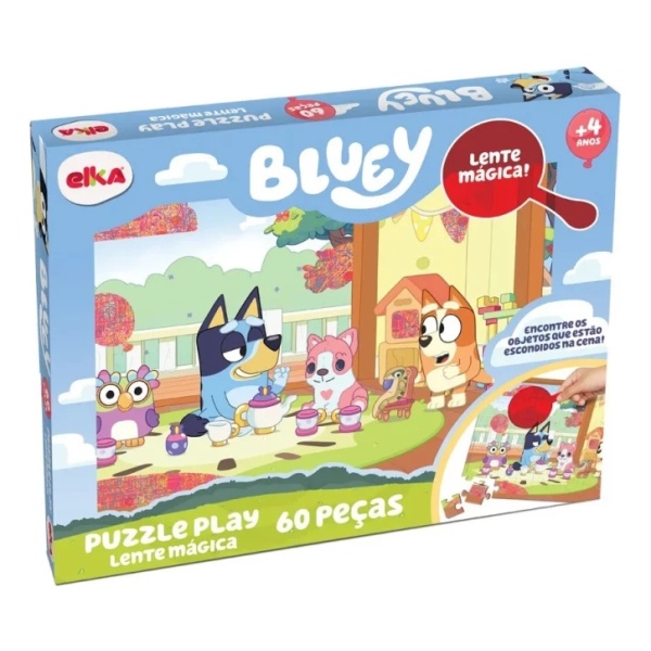 Puzzle Play 60 Peças - Lente Mágica - Bluey Mundo Magico