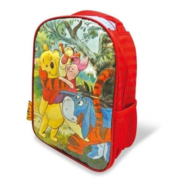 Mochila Winnie Pooh Color Rojo Diseño De La Tela Winnie The Pooh